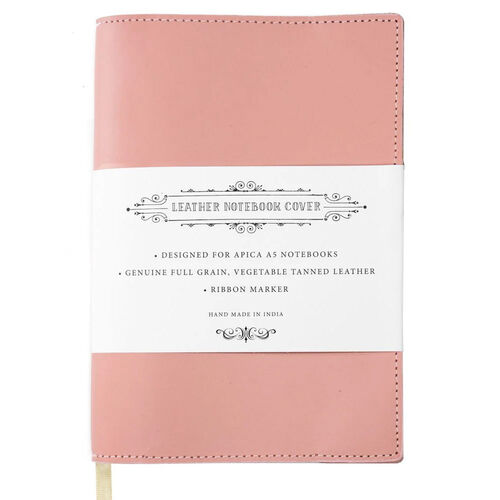 Apica A5 Notebook with Leather Jacket Dusky Pink